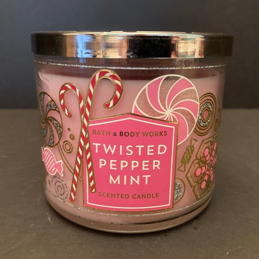 Bath‎ & Body Works Twisted Peppermint 3 Wick Jar Candle 14.5oz NEW